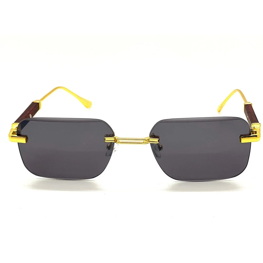 Sunglasses Gold Dark Black Lens Men's Fashion Eyewear Outdoor Festival Music New